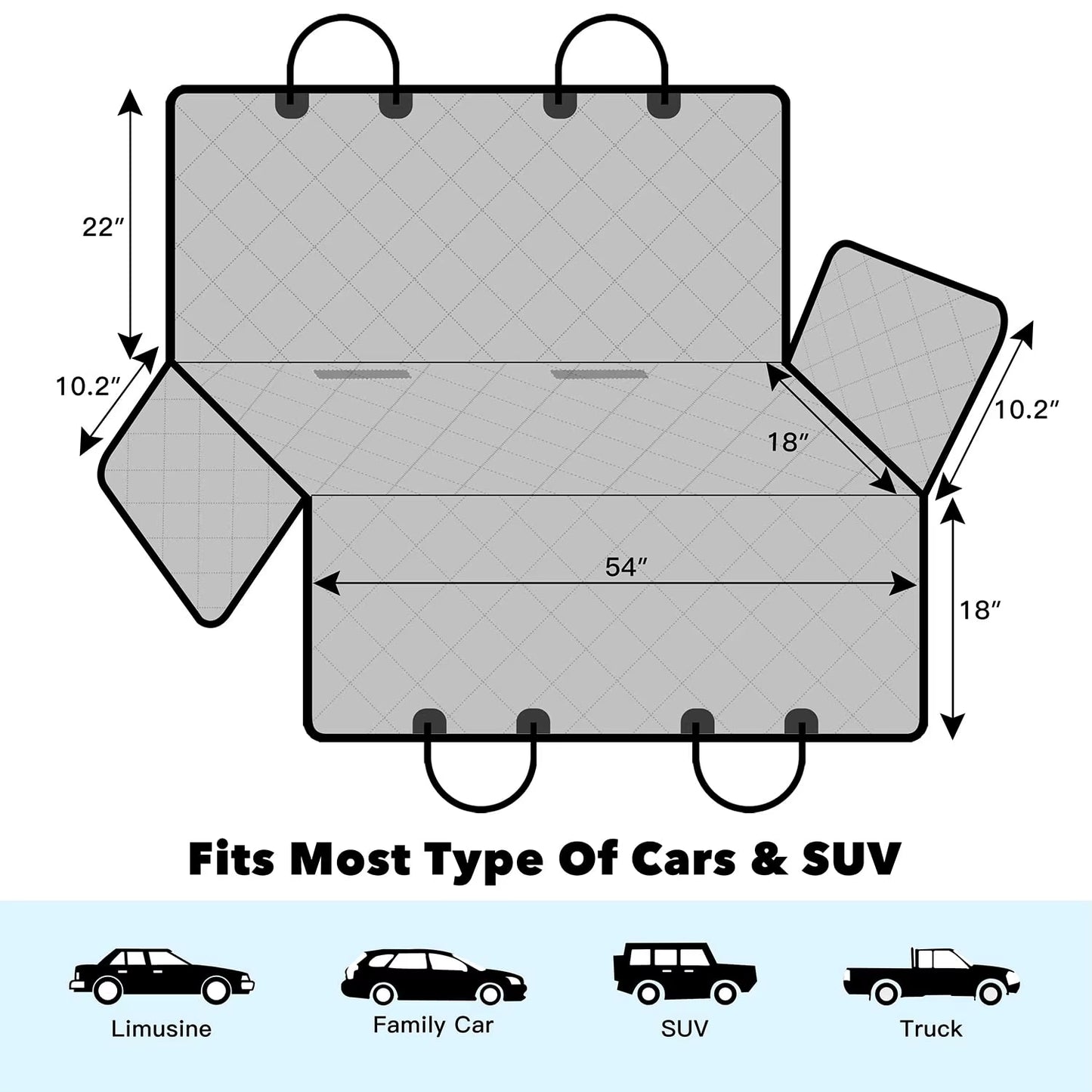 Premium Waterproof Dog Car Seat Cover and Hammock - Versatile 2-in-1 Rear and Trunk Protector for Pets