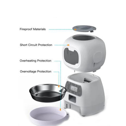 Automatic Smart Slow Feeder Dispenser for Cats and Dogs - Timed Portion Control Travel Feeding Solution