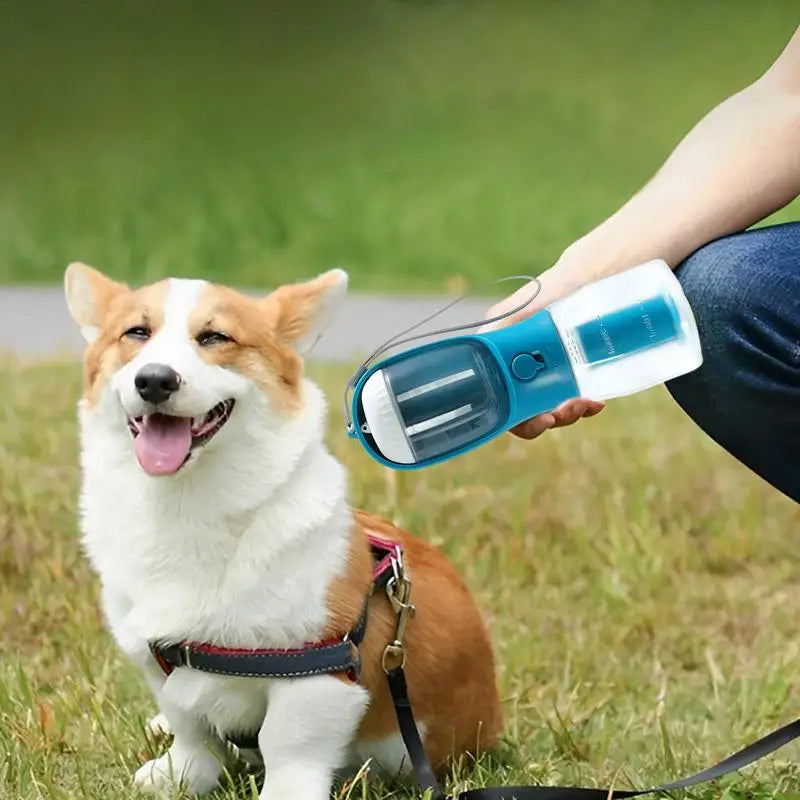 Multi-Functional Portable Dog Water Cup with Food Compartment and Waste Bag Dispenser