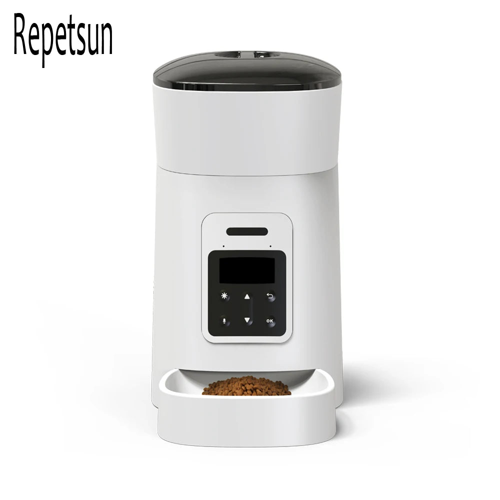 Automatic Smart Slow Feeder Dispenser for Cats and Dogs - Timed Portion Control Travel Feeding Solution