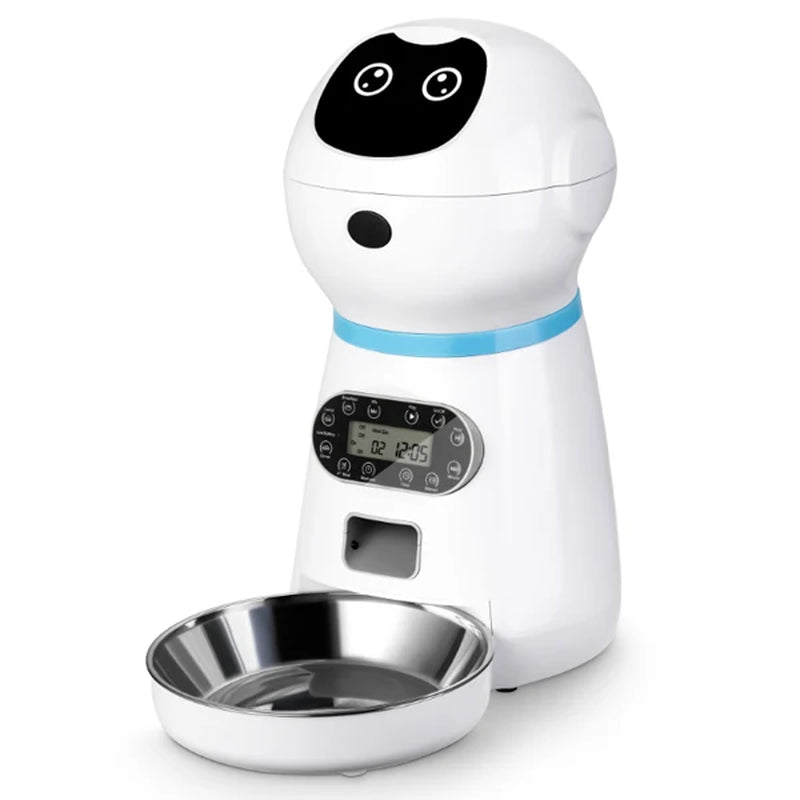 Automatic Smart Slow Feeder Dispenser for Cats and Dogs - Timed Portion Control Travel Feeding Solution
