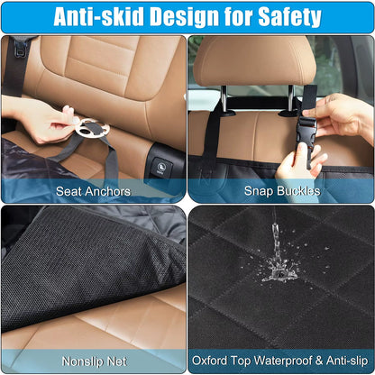 Premium Waterproof Dog Car Seat Cover and Hammock - Versatile 2-in-1 Rear and Trunk Protector for Pets