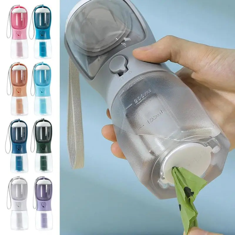 Multi-Functional Portable Dog Water Cup with Food Compartment and Waste Bag Dispenser