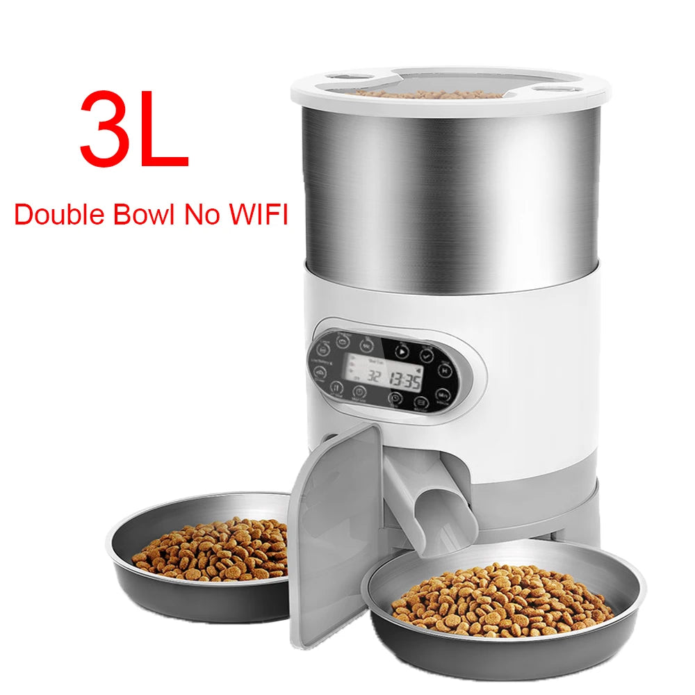 Automatic Smart Slow Feeder Dispenser for Cats and Dogs - Timed Portion Control Travel Feeding Solution