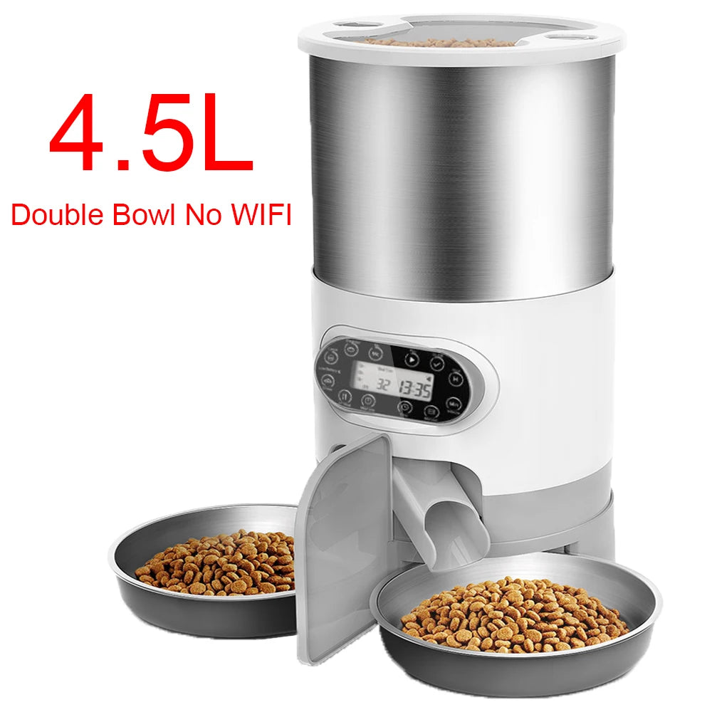 Automatic Smart Slow Feeder Dispenser for Cats and Dogs - Timed Portion Control Travel Feeding Solution